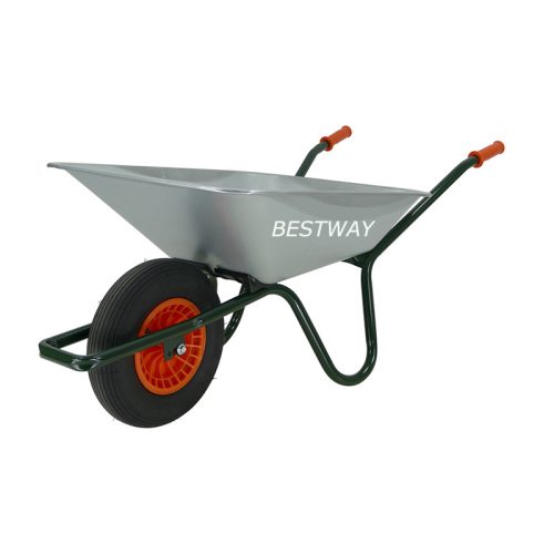 Galvanized 85L garden DIY wheelbarrow with 4.00-8 tyre wheel.