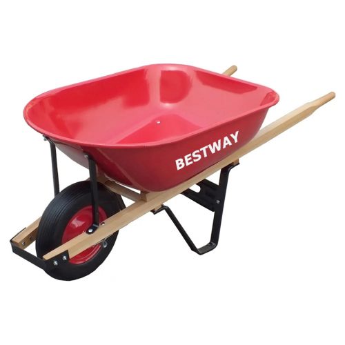 Wheelbarrow 5.5 ft3 steel tray, 15" pneumatic wheel, wood handles.
