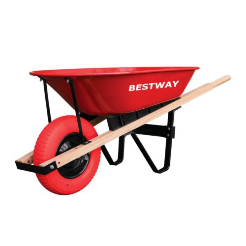 Wood handle wheelbarrow 5 cu ft steel tray or Poly tray, flat free PU wheel or Pneumatic wheel 14"x3.50-8