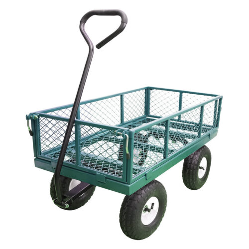 Mesh Steel frame Utility Wagon Cart heavy duty Push garden cart with removable sides for outdoor lawn
